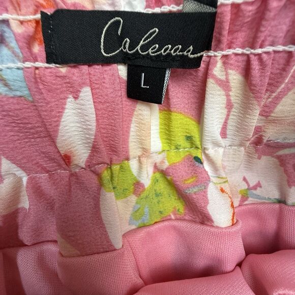 Calessa Tiered Floral Maxi Skirt Size Large Pink Cottage Prairie Boho Lined - Picture 6 of 10